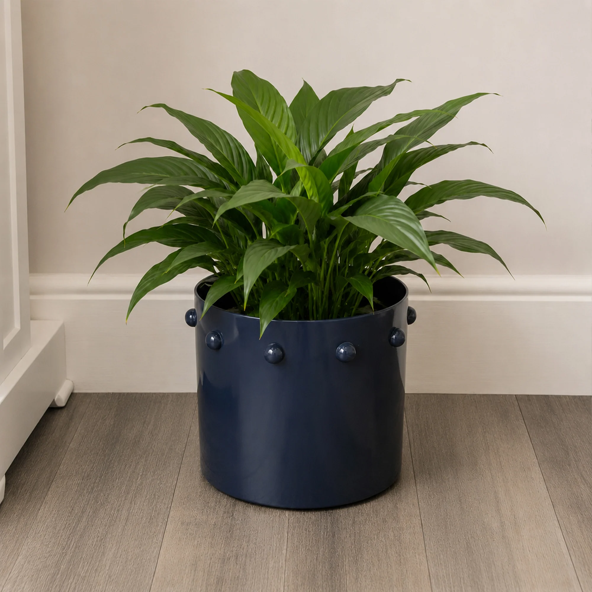 First-Class Large Navy Blue Bobbled Planter Pot – 28cm x 23.5cm Smart