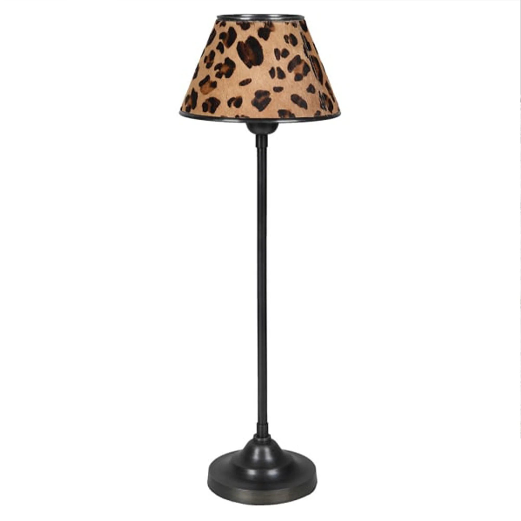Selected Thin Black Metal Leopard Print Table Lamp Green