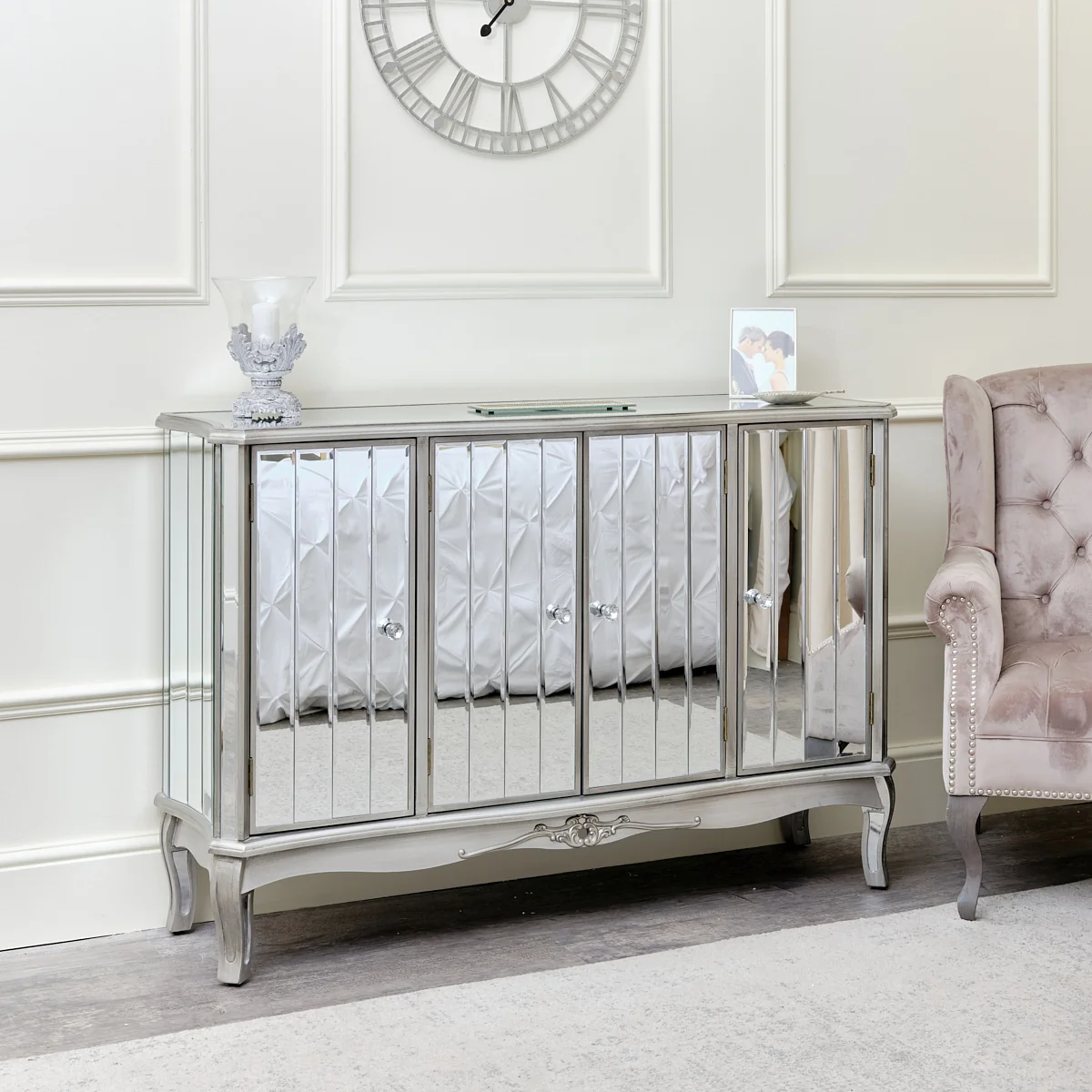 Contemporary Large Mirrored Sideboard – Tiffany Range – Damaged second Pure