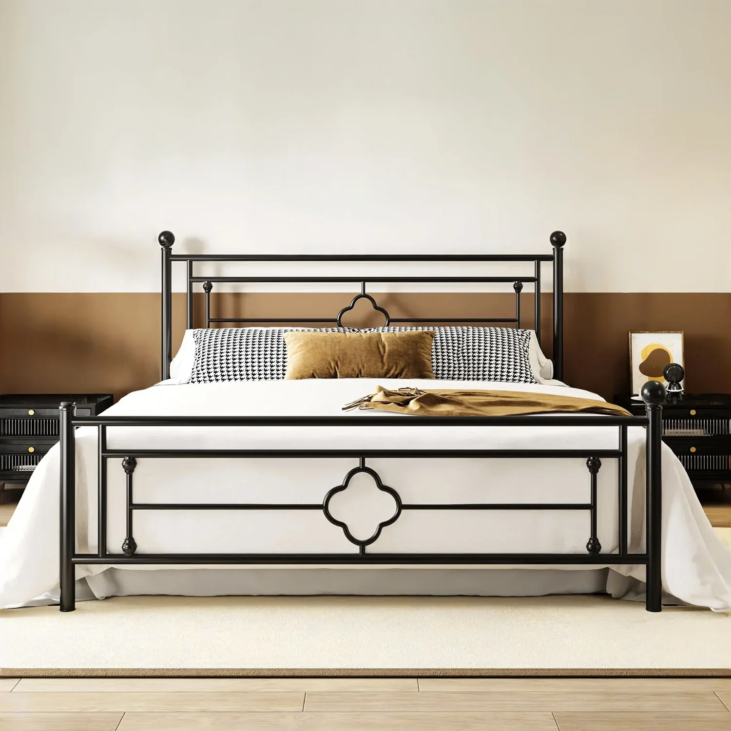 Excellent Victorian Vintage Metal Platform Bed Frame with Headboard Footboard Bed StorageVictorian Vintage Metal Platform Bed Frame with Headboard Footboard Bed Storage Fine