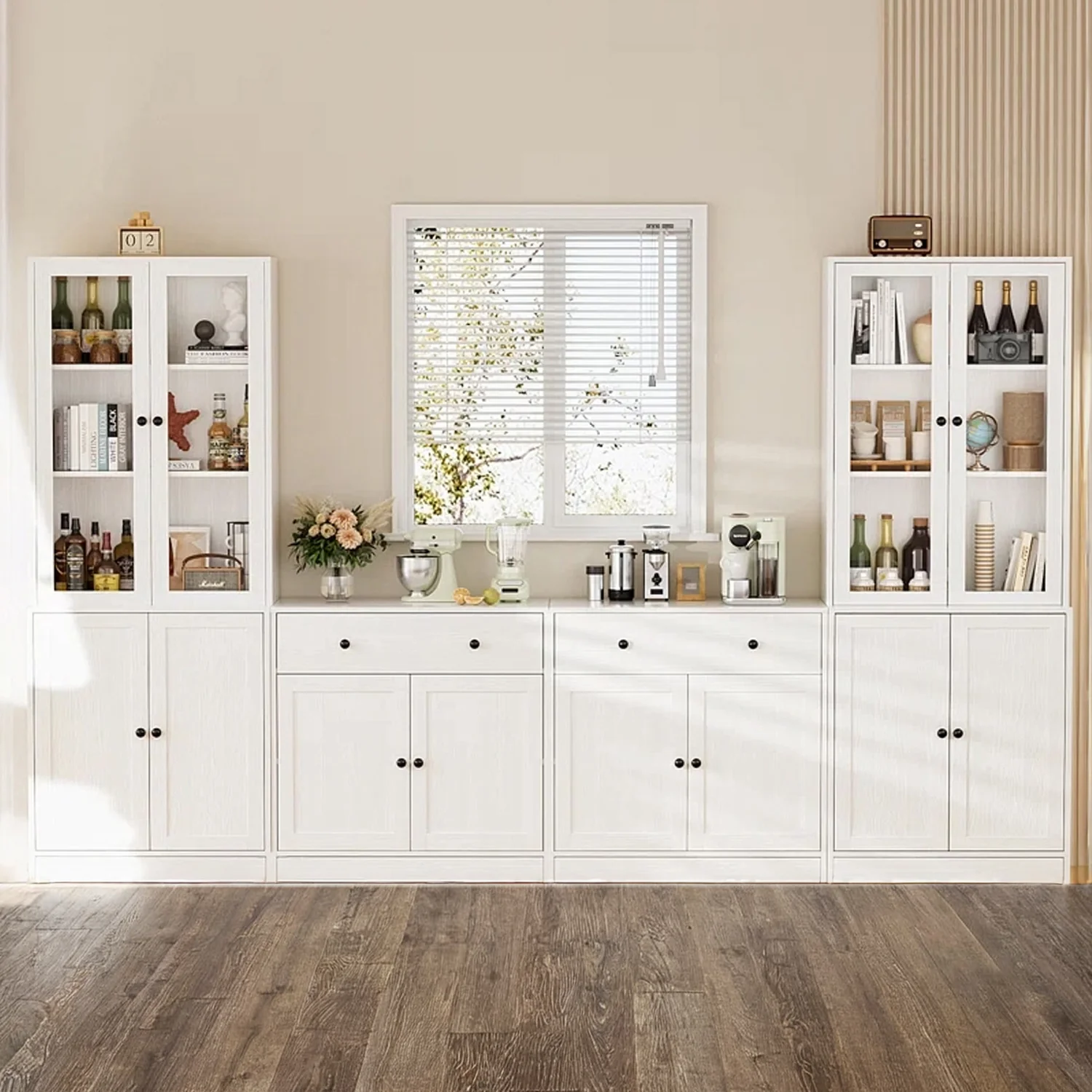 Certified Combination Kitchen Pantry with Bookshelves 4-piece Set 2B 2C Combination Kitchen Pantry with Bookshelves 4-piece Set 2B 2C Smooth