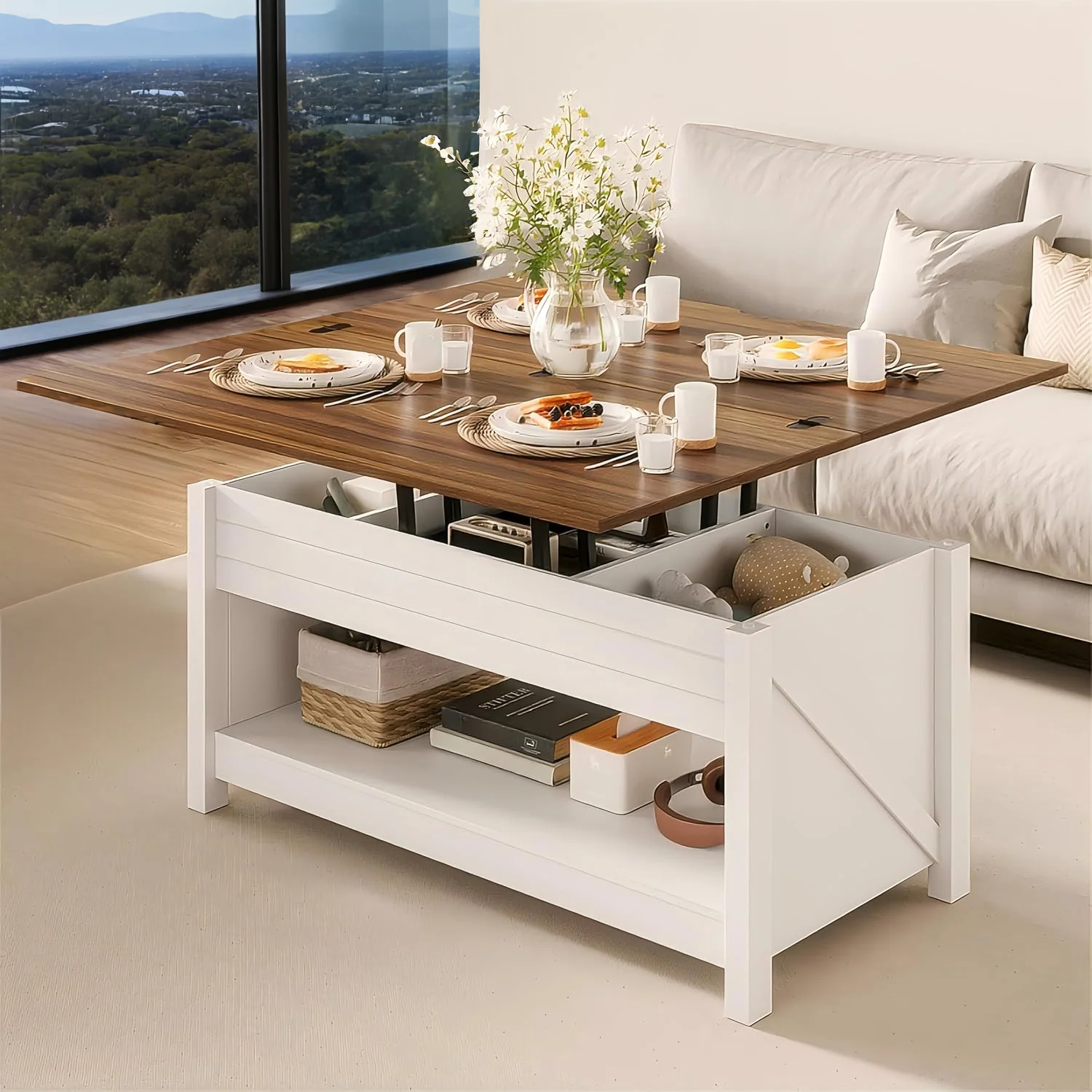 Quality 3 in 1 Lift Coffee Table Multi-Functional Coffee Table Convertible Dining Table with Storage and Hidden Compartments3 in 1 Lift Coffee Table Multi-Functional Coffee Table Convertible Dining Table with Storage and Hidden Compartments Advanced