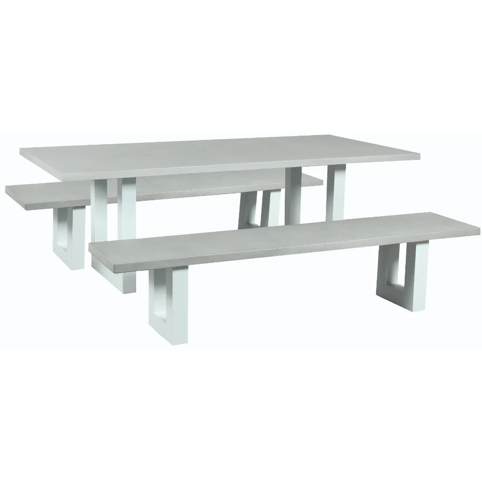 World-Class Switch Outdoor Dining Table Cement Top U leg White Artisan