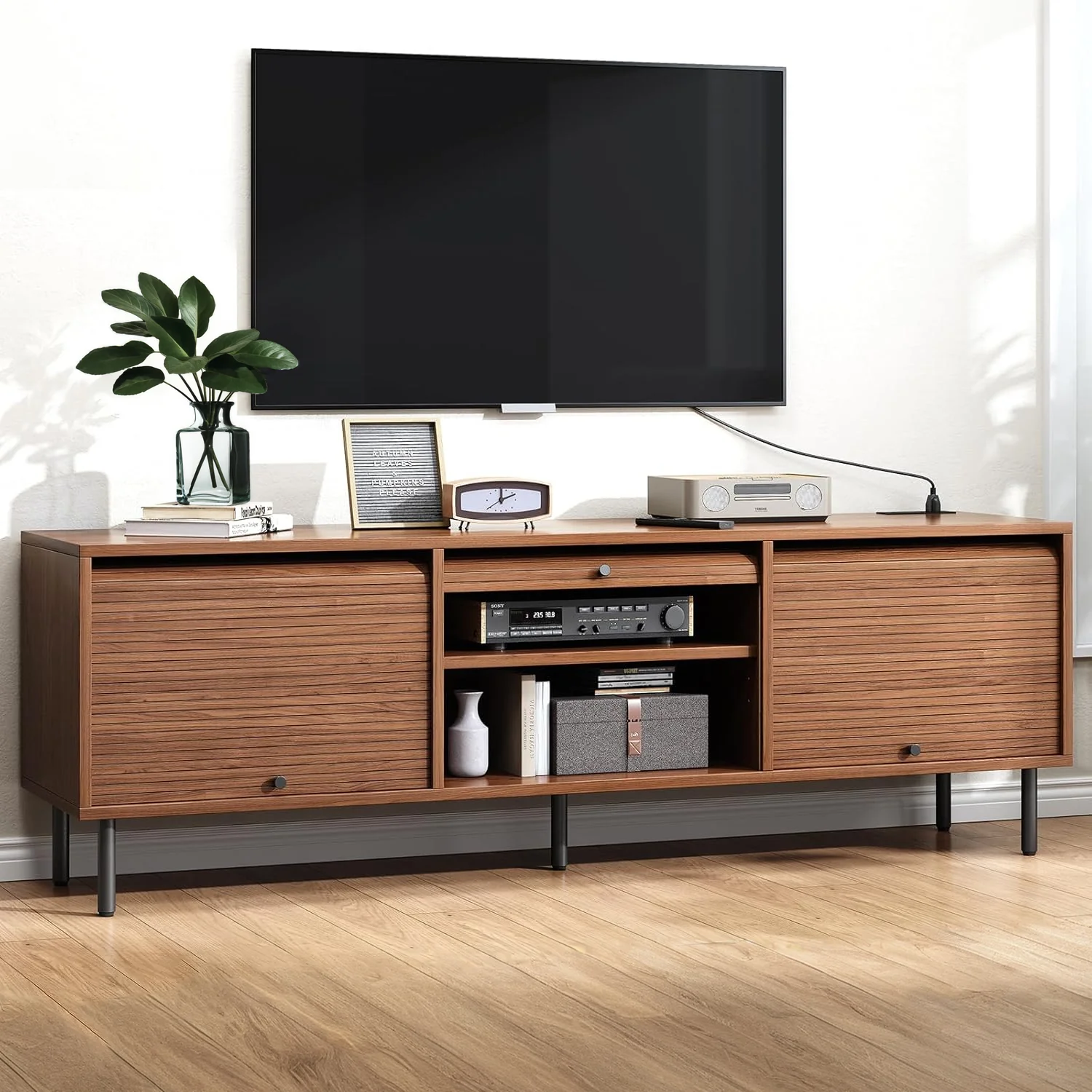 Proven TV Stand for 65 Inch TV Entertainment Center 59 Inch TV Console with Storage Sliding Doors and Power OutletsTV Stand for 65 Inch TV Entertainment Center 59 Inch TV Console with Storage Sliding Doors and Power Outlets Genuine