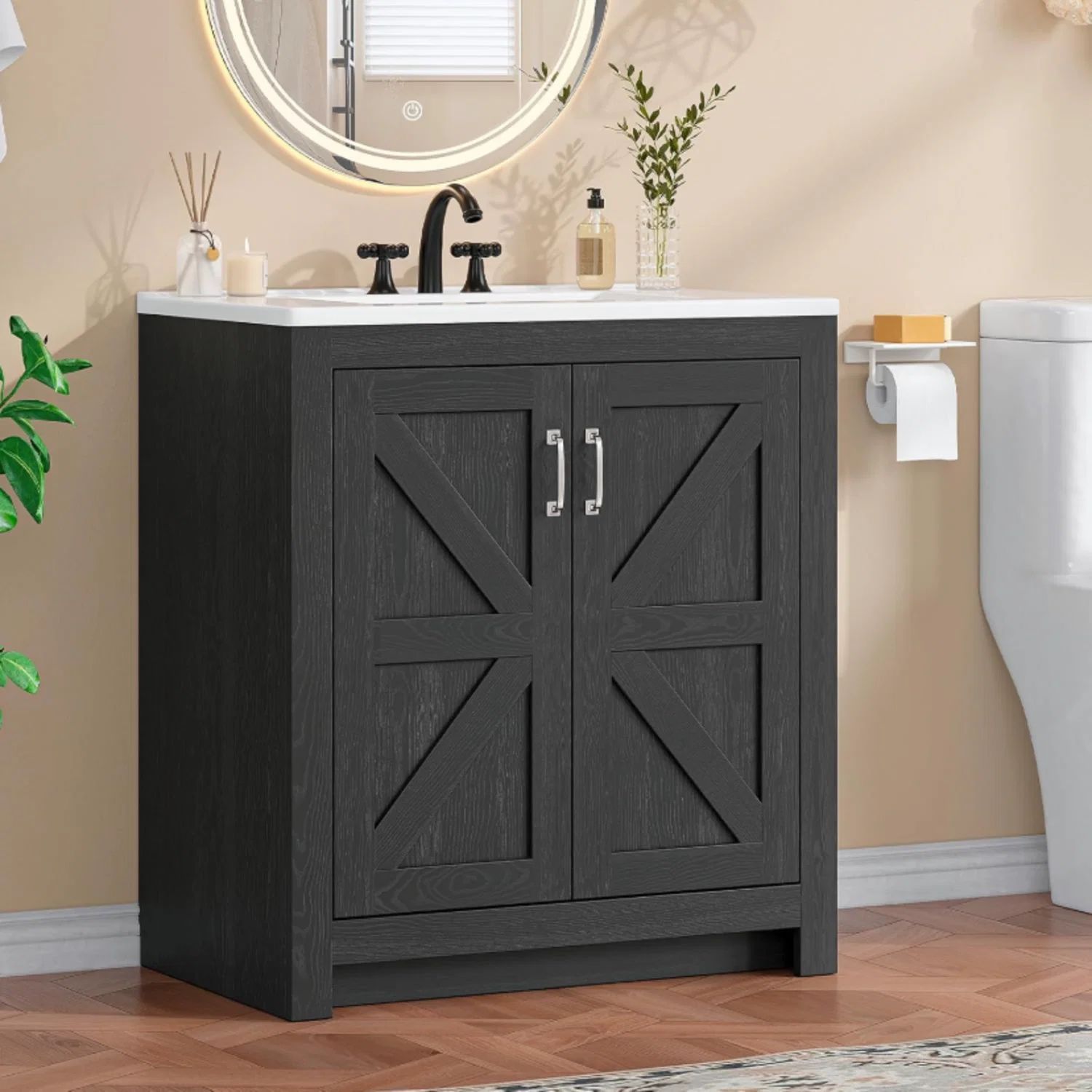 Fine 30 Inch Bathroom Vanity with Sink Farmhouse Bathroom Cabinet standing Bathroom Sink Cabinet with Soft-Close Door30 Inch Bathroom Vanity with Sink Farmhouse Bathroom Cabinet standing Bathroom Sink Cabinet with Soft-Close Door Quality