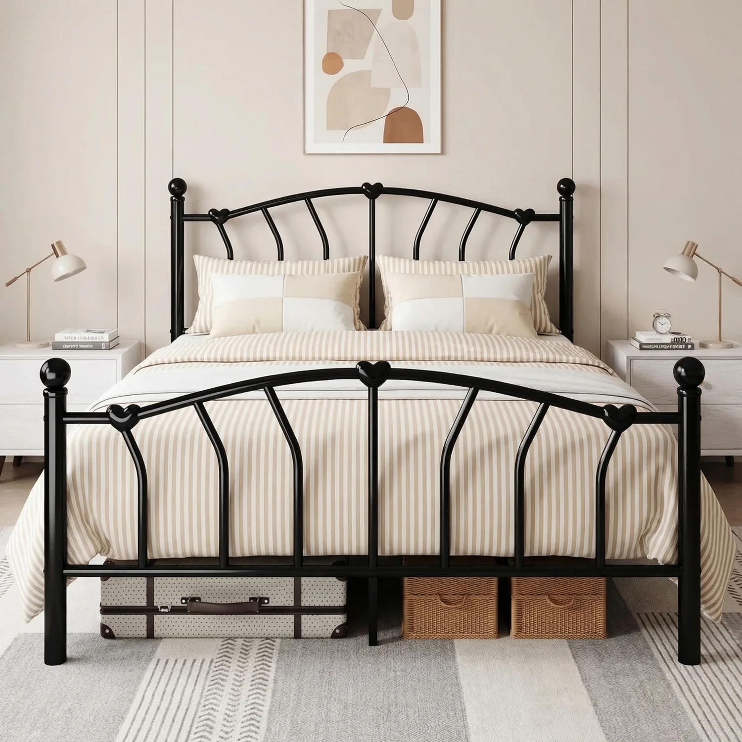 Clean Love-Knot Platform Metal Bed Frame with Arched Headboard and Footboard Under-Bed Storage No Box Spring NeededLove-Knot Platform Metal Bed Frame with Arched Headboard and Footboard Under-Bed Storage No Box Spring Needed Advanced