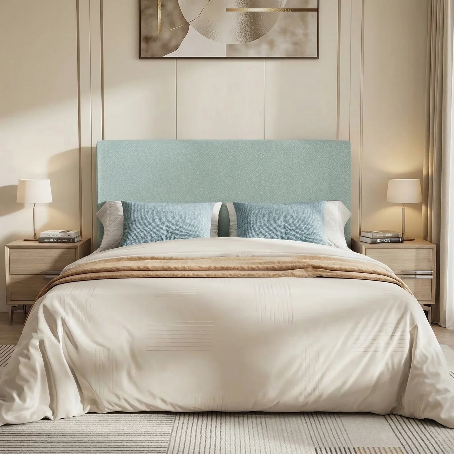 Expertly Made Boucle Upholstered Platform Bed Frame with Adjustable Headboard No Box Spring NeededBoucle Upholstered Platform Bed Frame with Adjustable Headboard No Box Spring Needed Organic