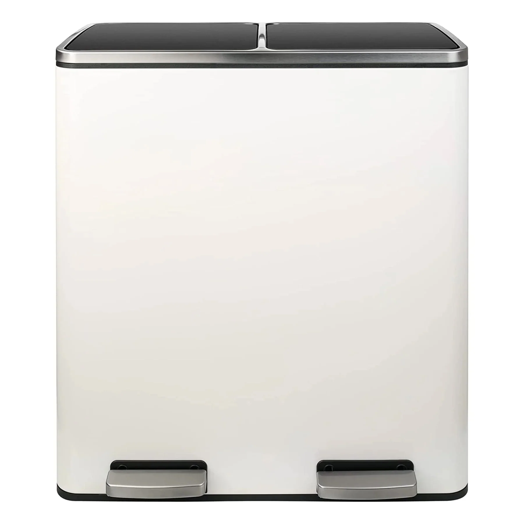 Secure Dual Trash Can 16 Gal 60L Stainless Steel Large Kitchen Rubbish Bin with Removable Inner BucketsDual Trash Can 16 Gal 60L Stainless Steel Large Kitchen Rubbish Bin with Removable Inner Buckets Versatile