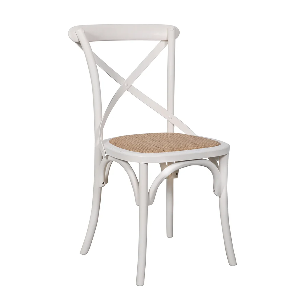 Consistent Cross Back Dining Chair with Rattan Seat Verified