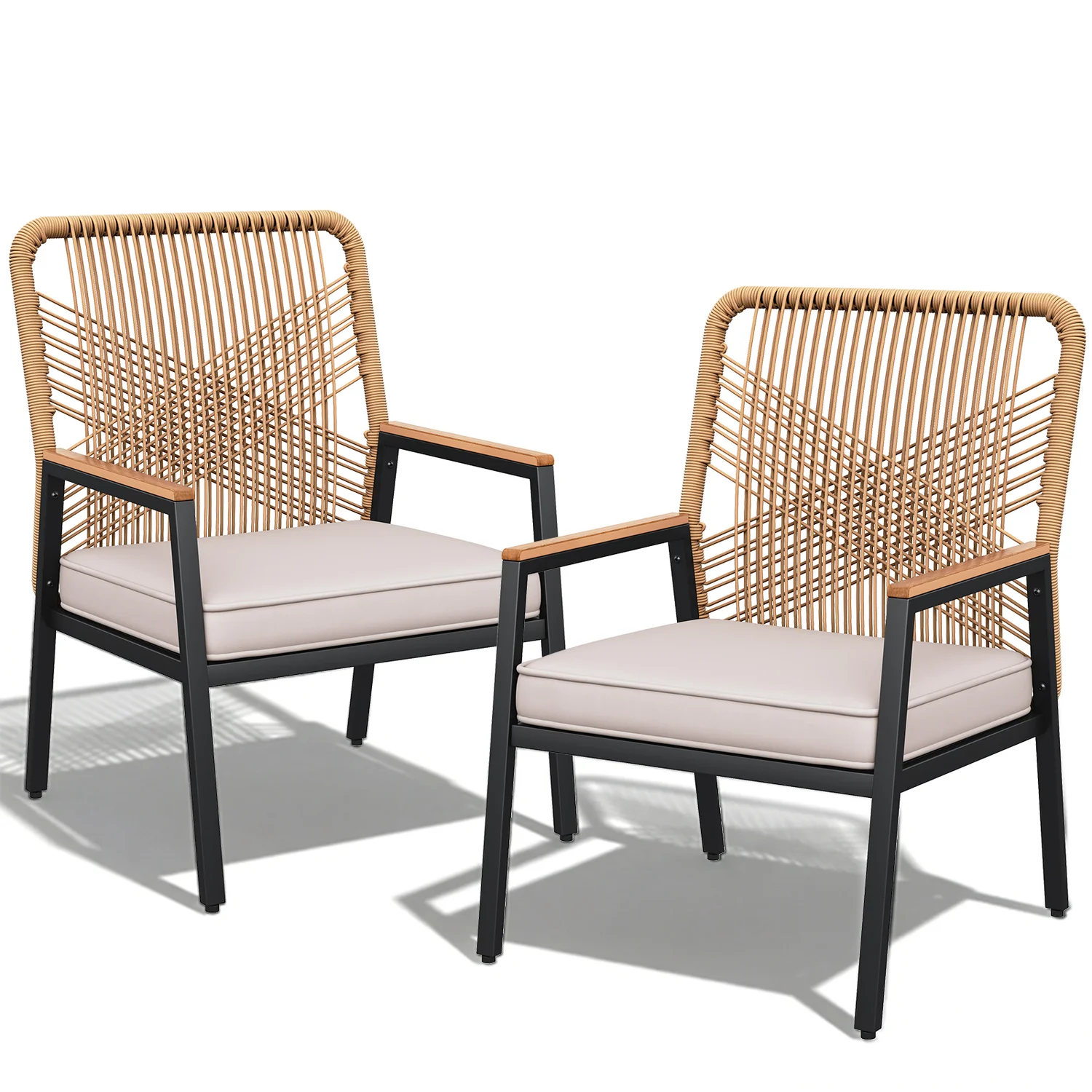 Fashionable Patio Furniture Set Set of 2 4 6 8 Outdoor PE Rattan Chairs with Cushions High Back Sturdy Metal FramePatio Furniture Set Set of 2 4 6 8 Outdoor PE Rattan Chairs with Cushions High Back Sturdy Metal Frame High-End