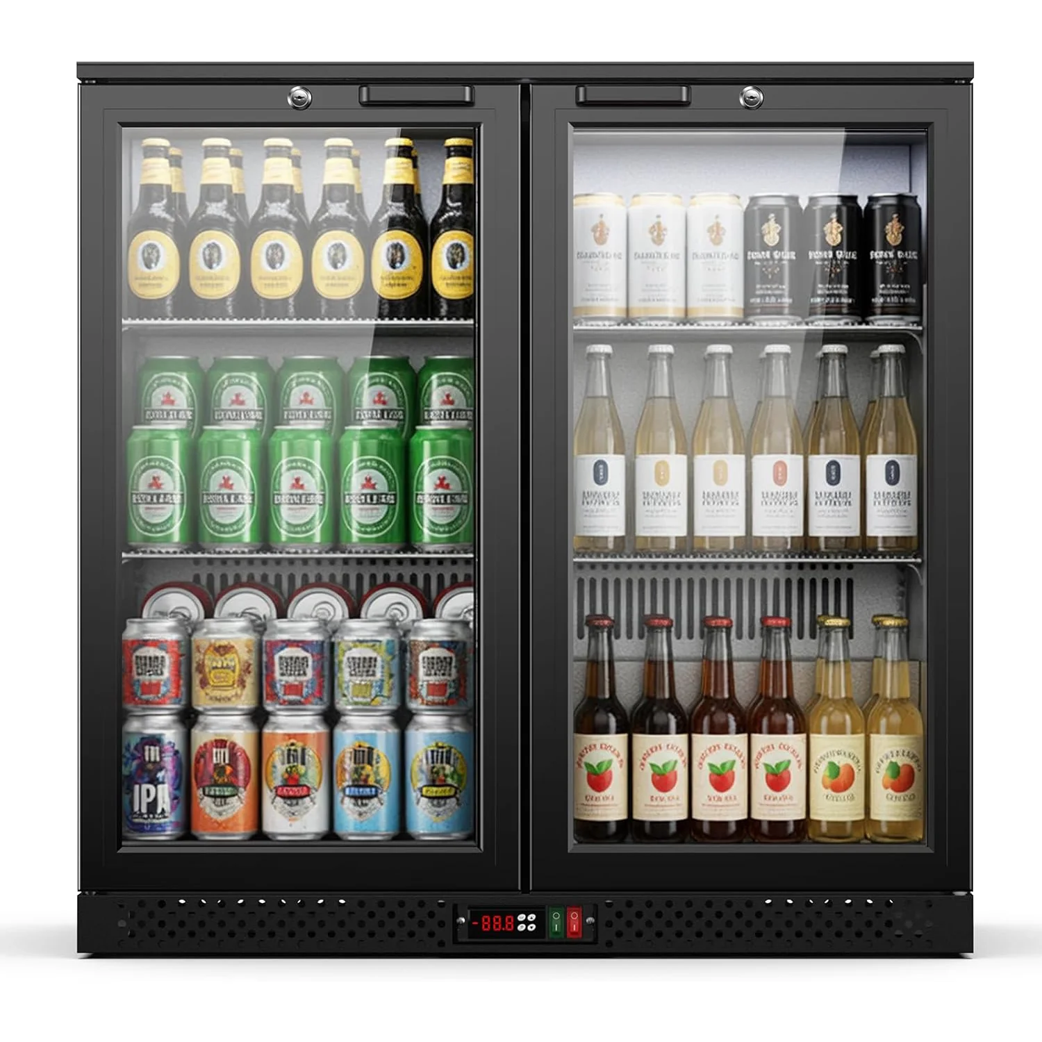 Refined Back Bar Cooler 7.3 Cu.Ft Commercial Under Counter Beverage Refrigerator with Double Glass Doors LockBack Bar Cooler 7.3 Cu.Ft Commercial Under Counter Beverage Refrigerator with Double Glass Doors Lock Smooth