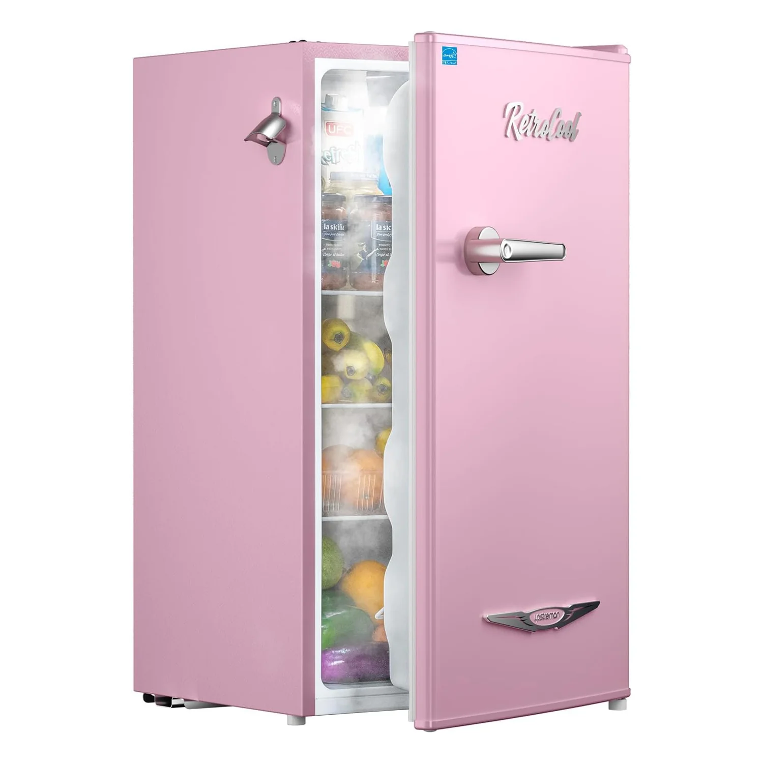 Certified Mini Fridge 3.2 Cu.Ft Retro Compact Refrigerator with Bottle Opener Adjustable Thermostat LED Light for Dorm Office BedroomMini Fridge 3.2 Cu.Ft Retro Compact Refrigerator with Bottle Opener Adjustable Thermostat LED Light for Dorm Office Bedroom Trusted