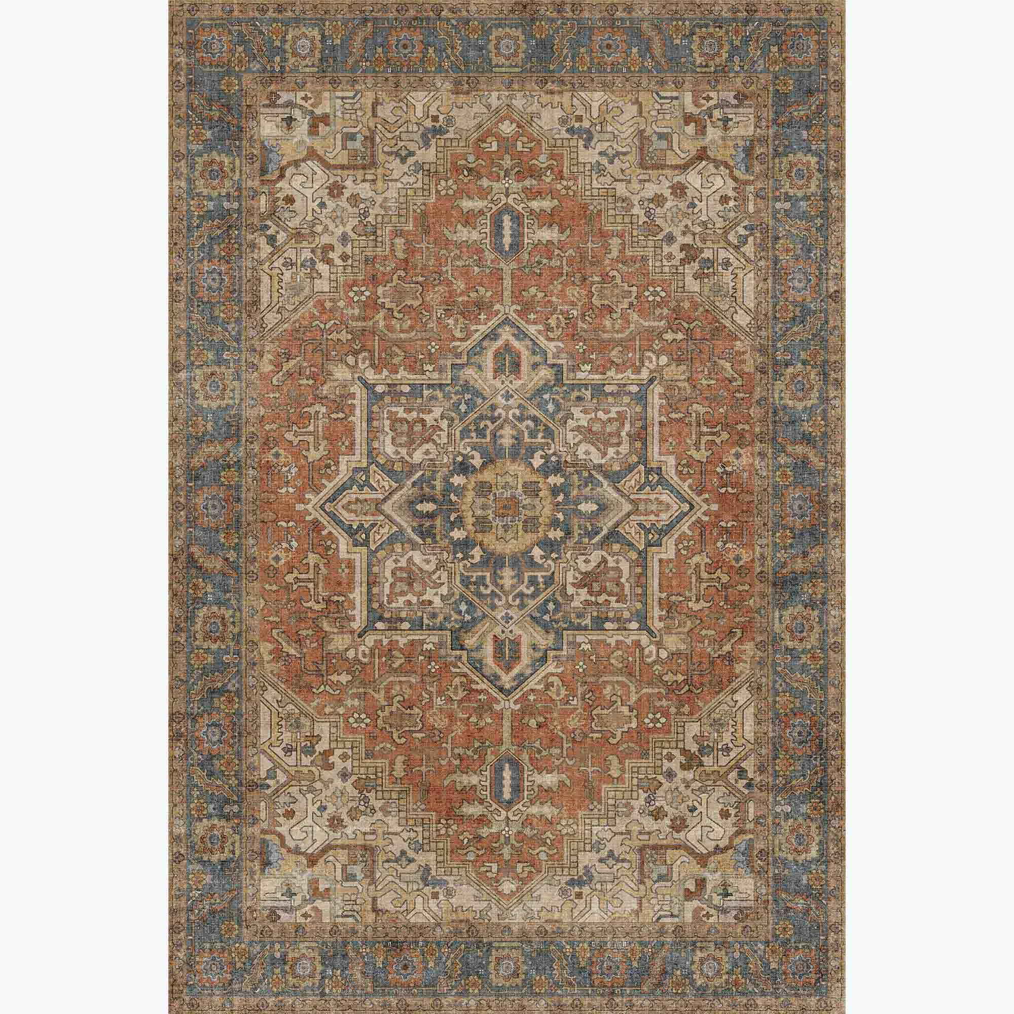 Innovative Terracotta Washable Area Rug Vintage Oriental Medallion Rug Low-Pile Non-Slip Stain-Resistant Carpet for Living Room Bedroom Home DecorTerracotta Washable Area Rug Vintage Oriental Medallion Rug Low-Pile Non-Slip Stain-Resistant Carpet for Living Room Bedroom Home Decor Reliable