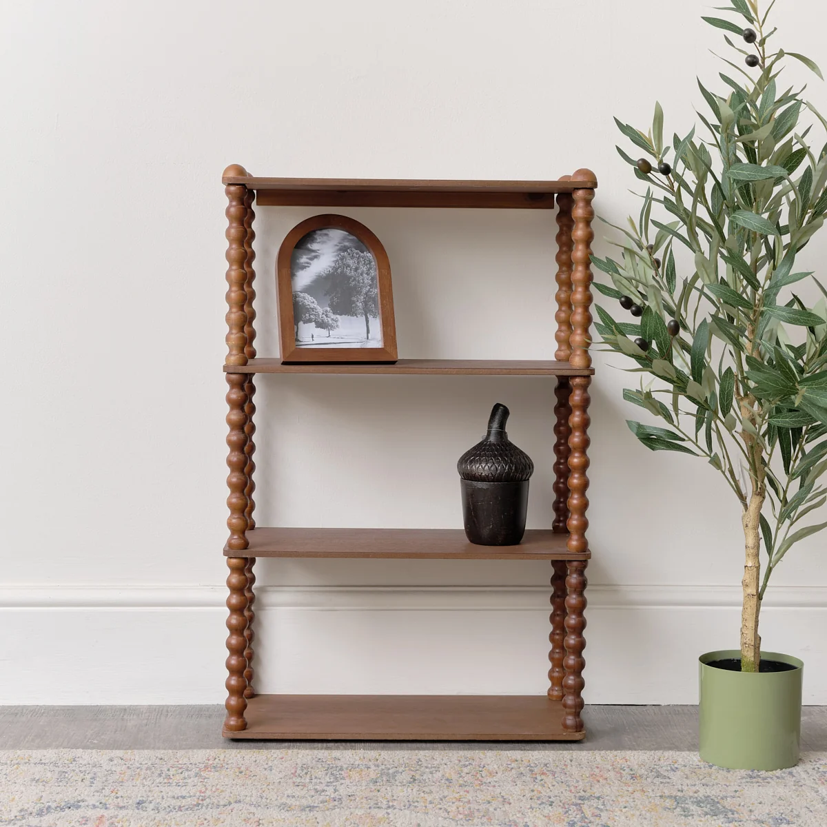 Innovative Wooden Bobble Framed 4 Tier Shelf Effective