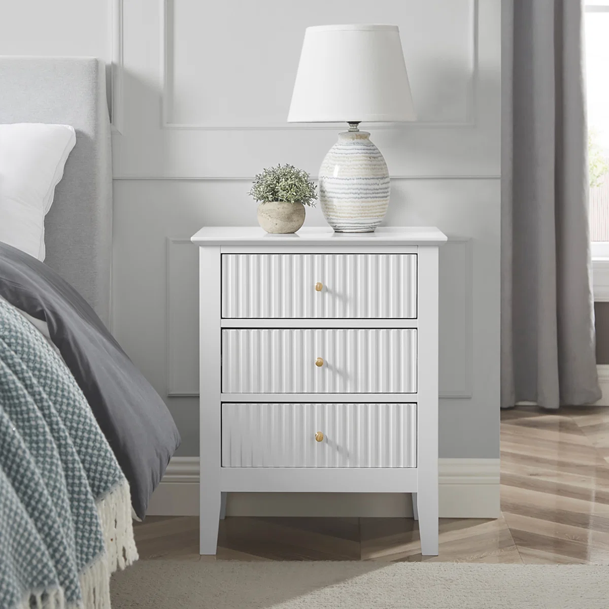 Professional 3 Drawer Bedside Table – Hales White Range Powerful