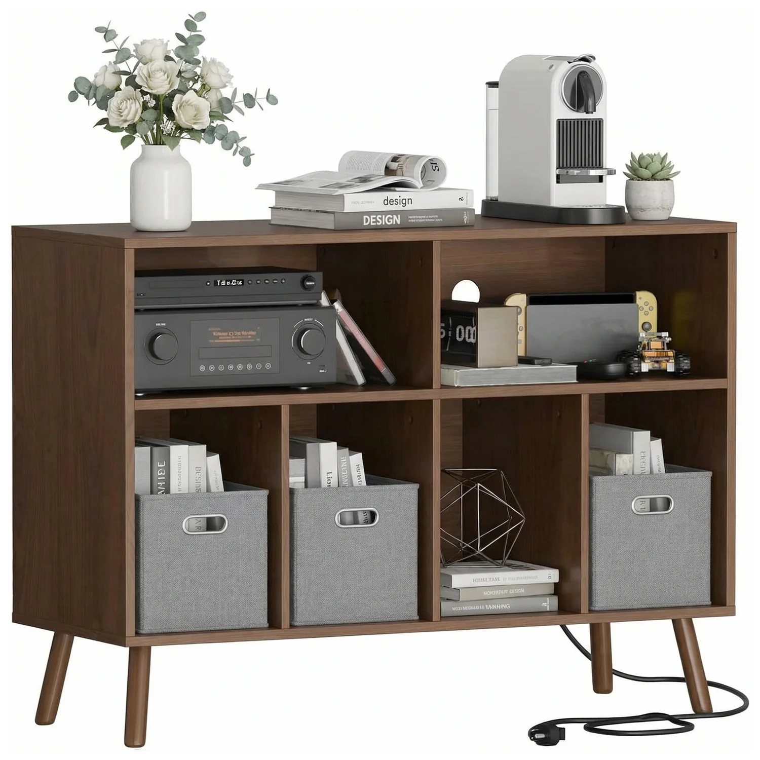Comfortable Record Player Stand with Charging Station 3-Tier Vinyl Storage Cabinet Holds up to 350 Albums Turntable Stand for Living Room BedroomRecord Player Stand with Charging Station 3-Tier Vinyl Storage Cabinet Holds up to 350 Albums Turntable Stand for Living Room Bedroom Organic