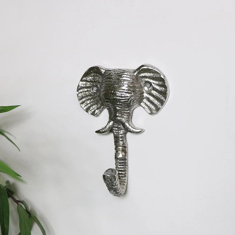 Specialty Silver Elephant Head Wall Hook Practical