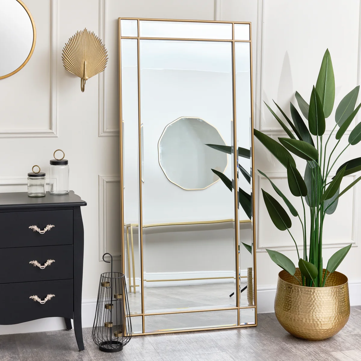 Flexible Large Gold Framed Art Deco Wall Leaner Mirror 80cm x 180cm Specialty