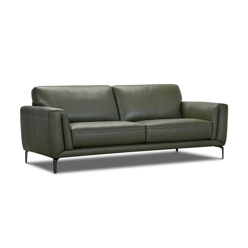 Dependable Castlebar 3 Seater Leather Sofa Moss Stylish