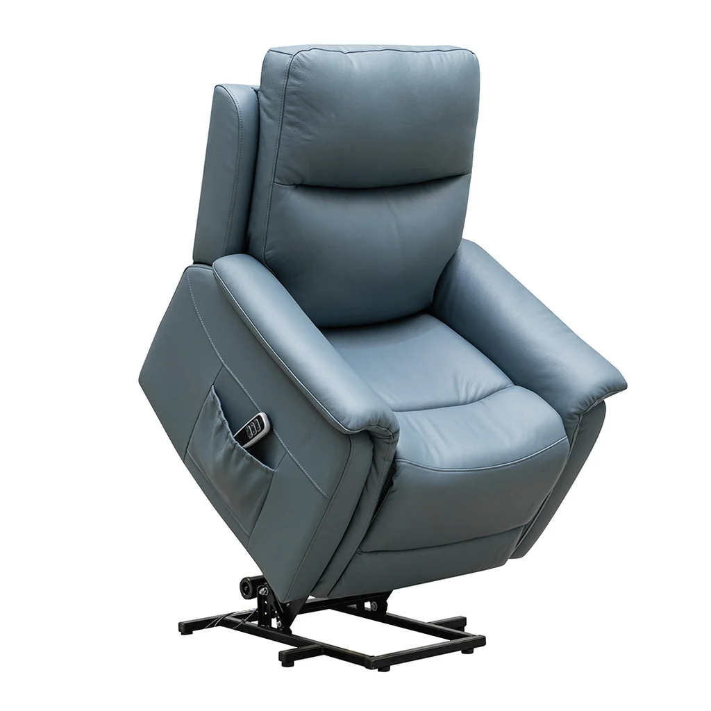 Natural Madrid Dual Motor Lift Chair Leather Charcoal Fine