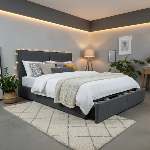 Superior Trellis Bed with Drawers Solid