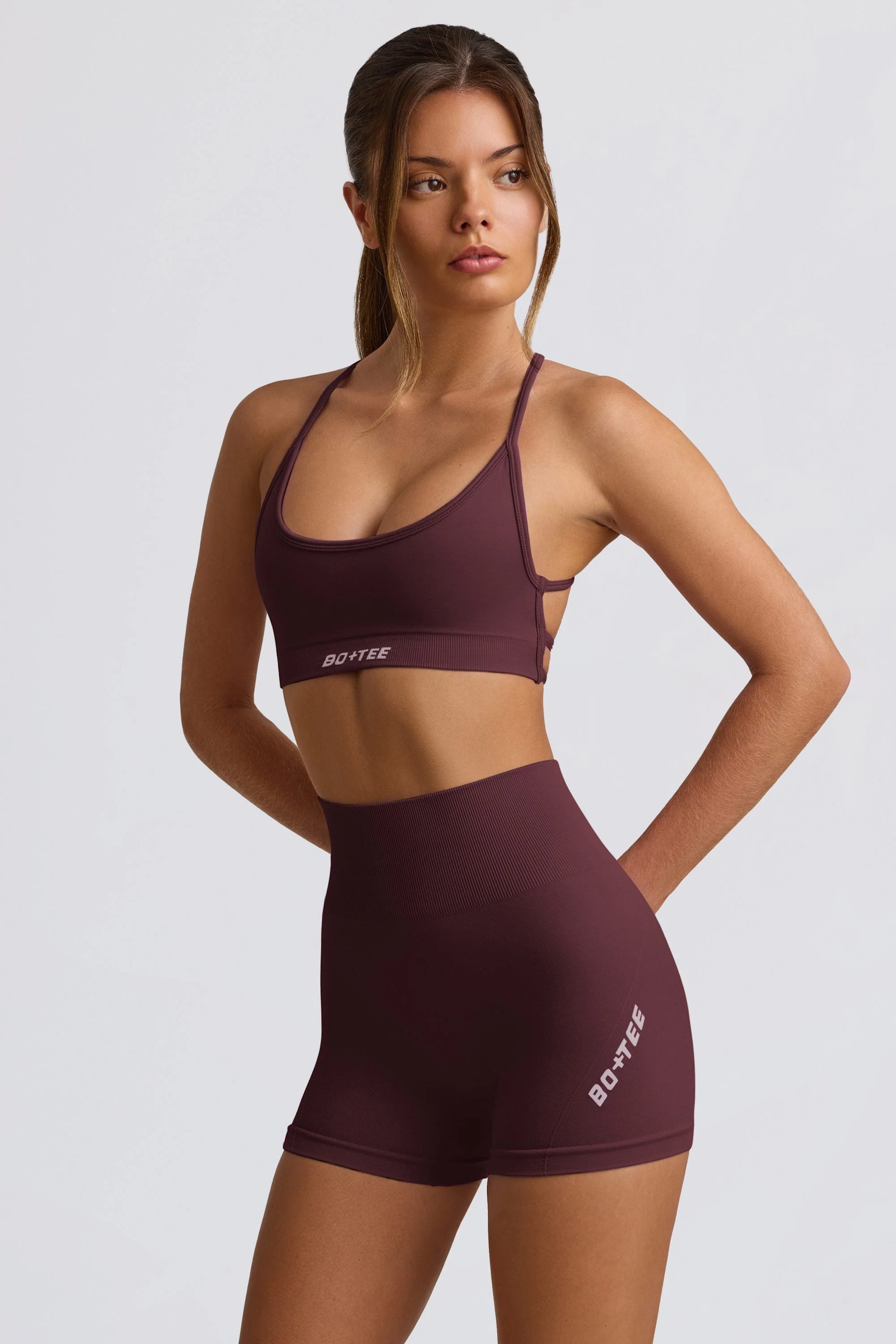 Luxury Super Sculpt Seamless Mini Shorts in Burgundy Reusable