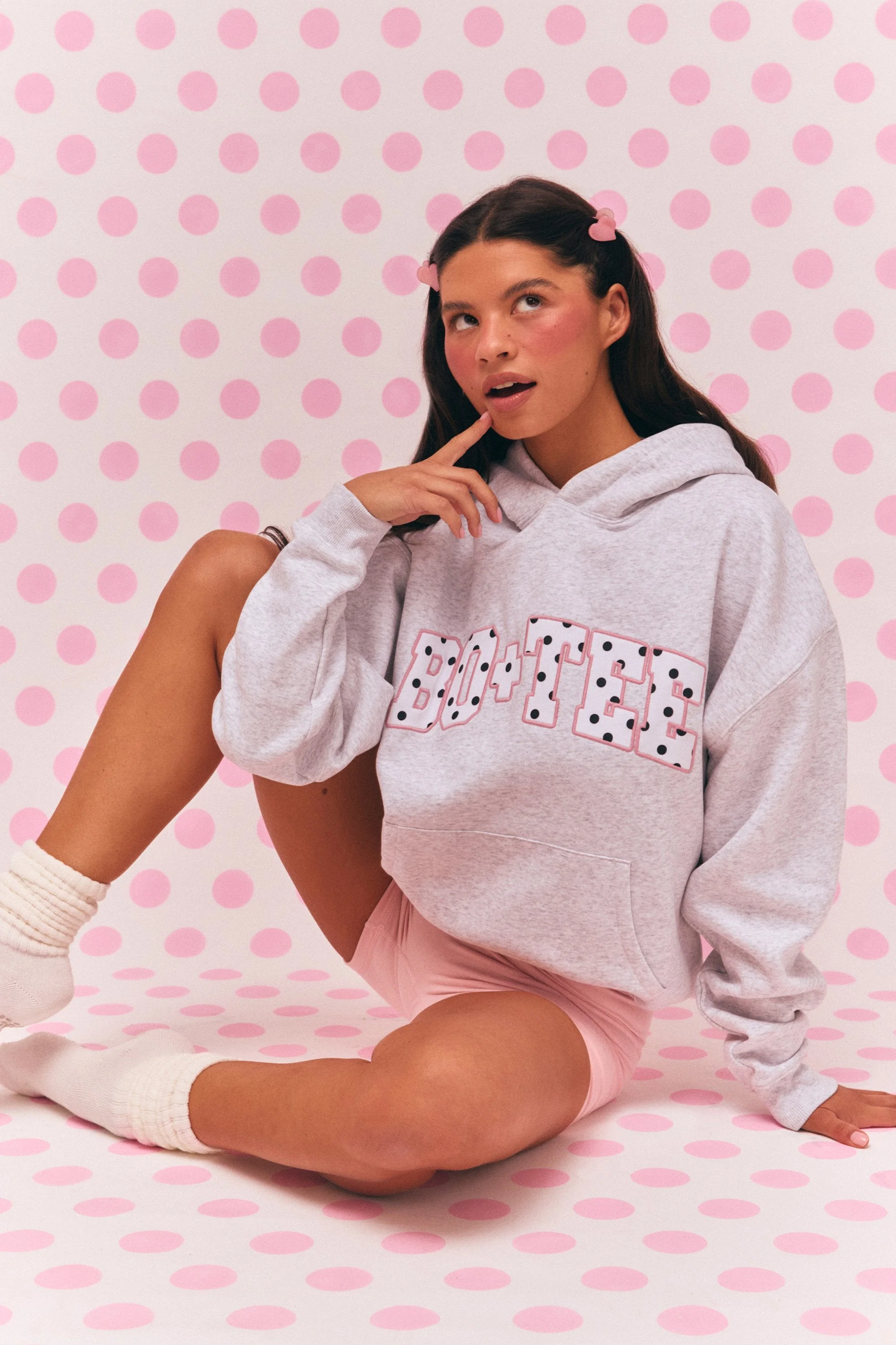 Original Oversized Applique Hoodie in Grey Marl High-Performance