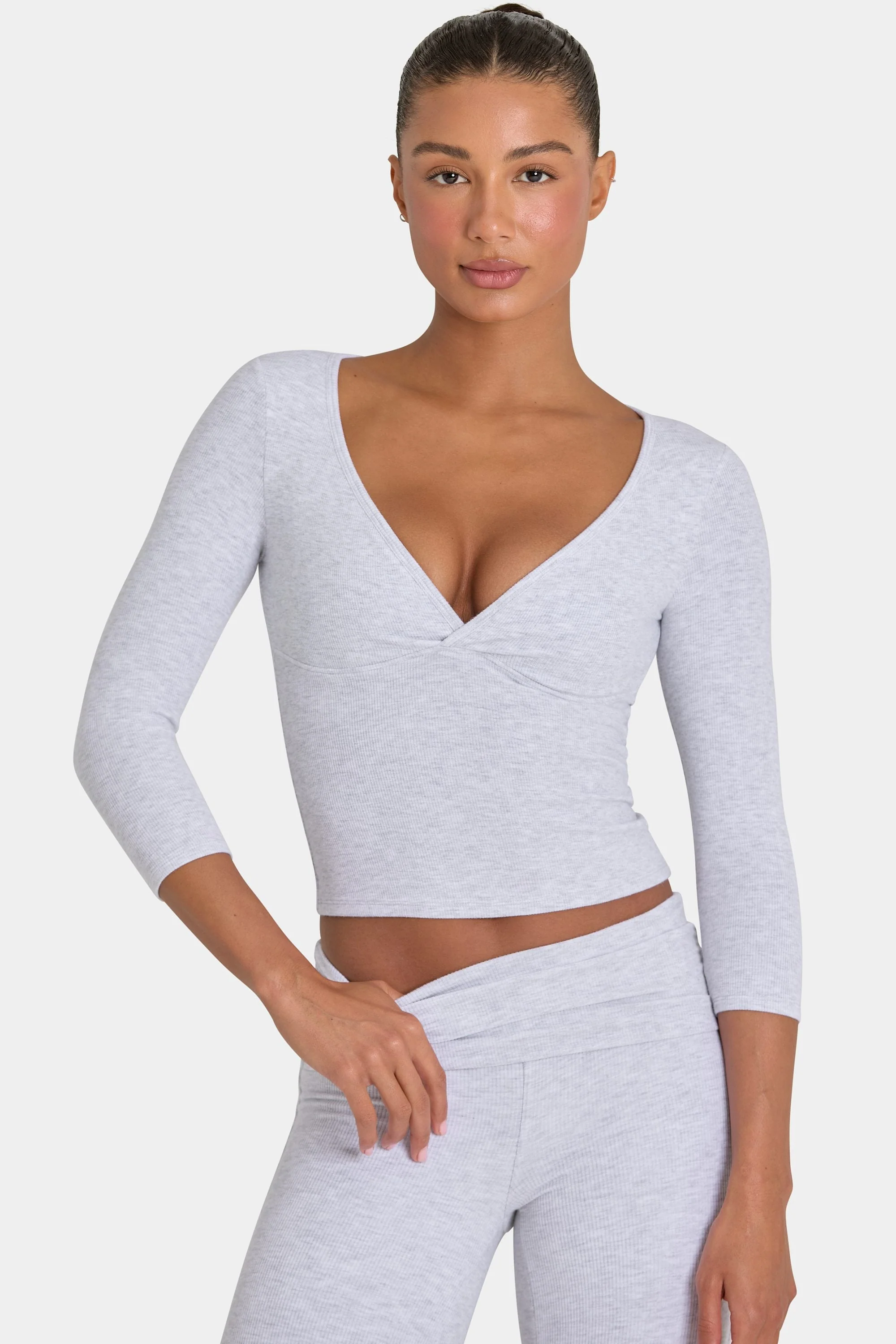 Durable ButterCloud™ 3 4 Sleeve Top in Grey Marl Selected