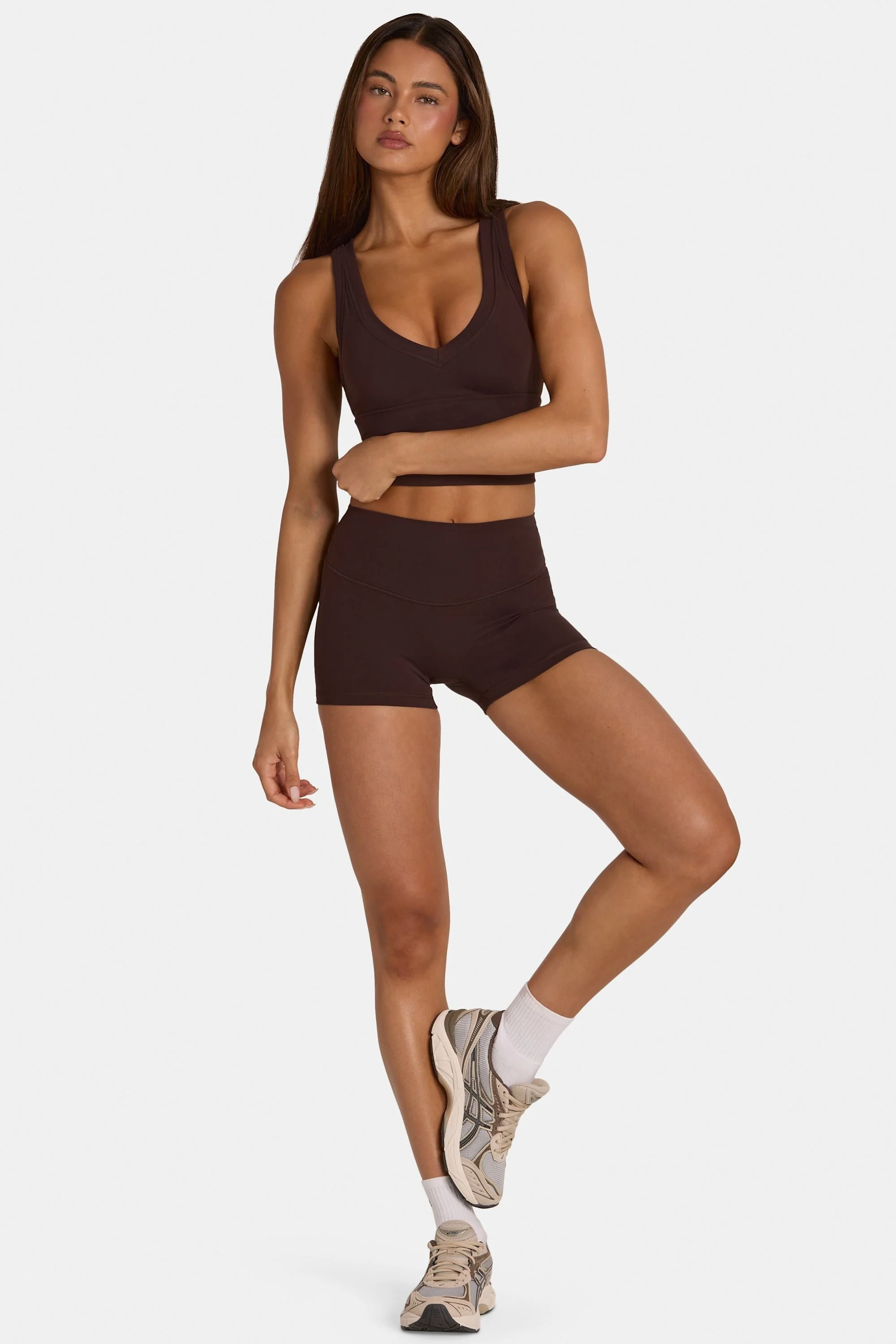 Smooth Soft Active Mini Shorts in Espresso Expertly Made