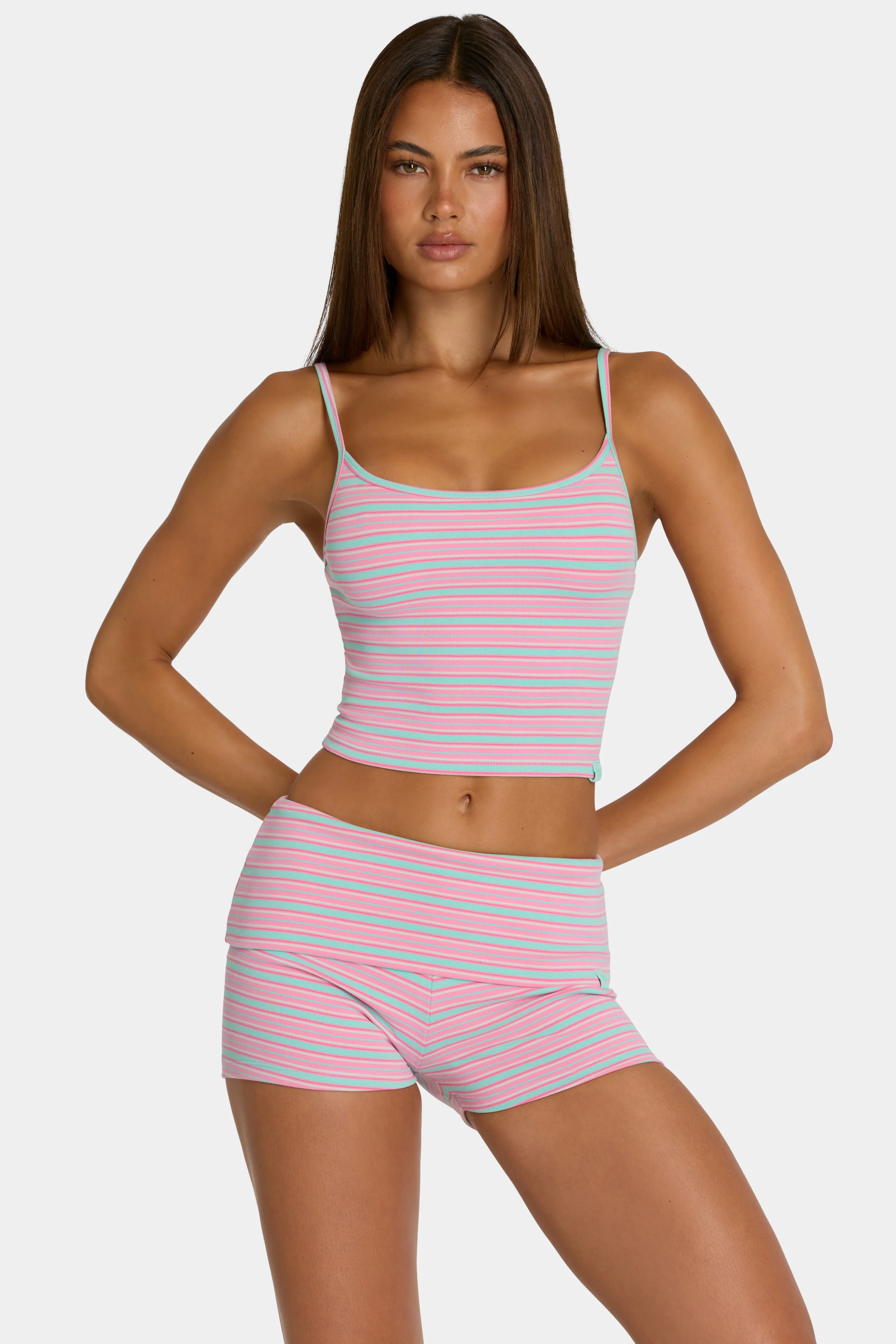 Unique Brushed Jersey Tank Top in Multi Stripe Powerful
