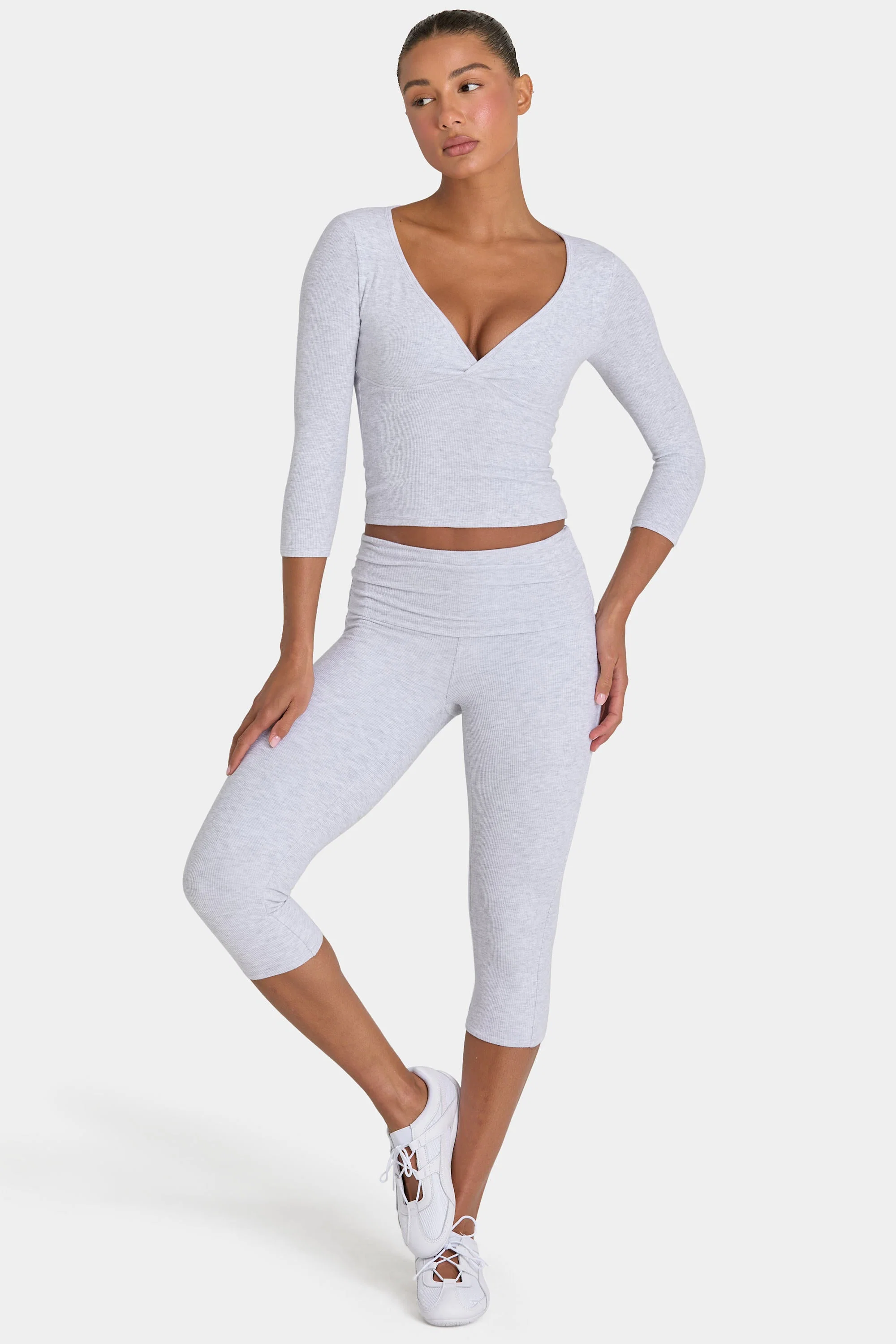 Unique ButterCloud™ Capri Leggings in Grey Marl High-Performance