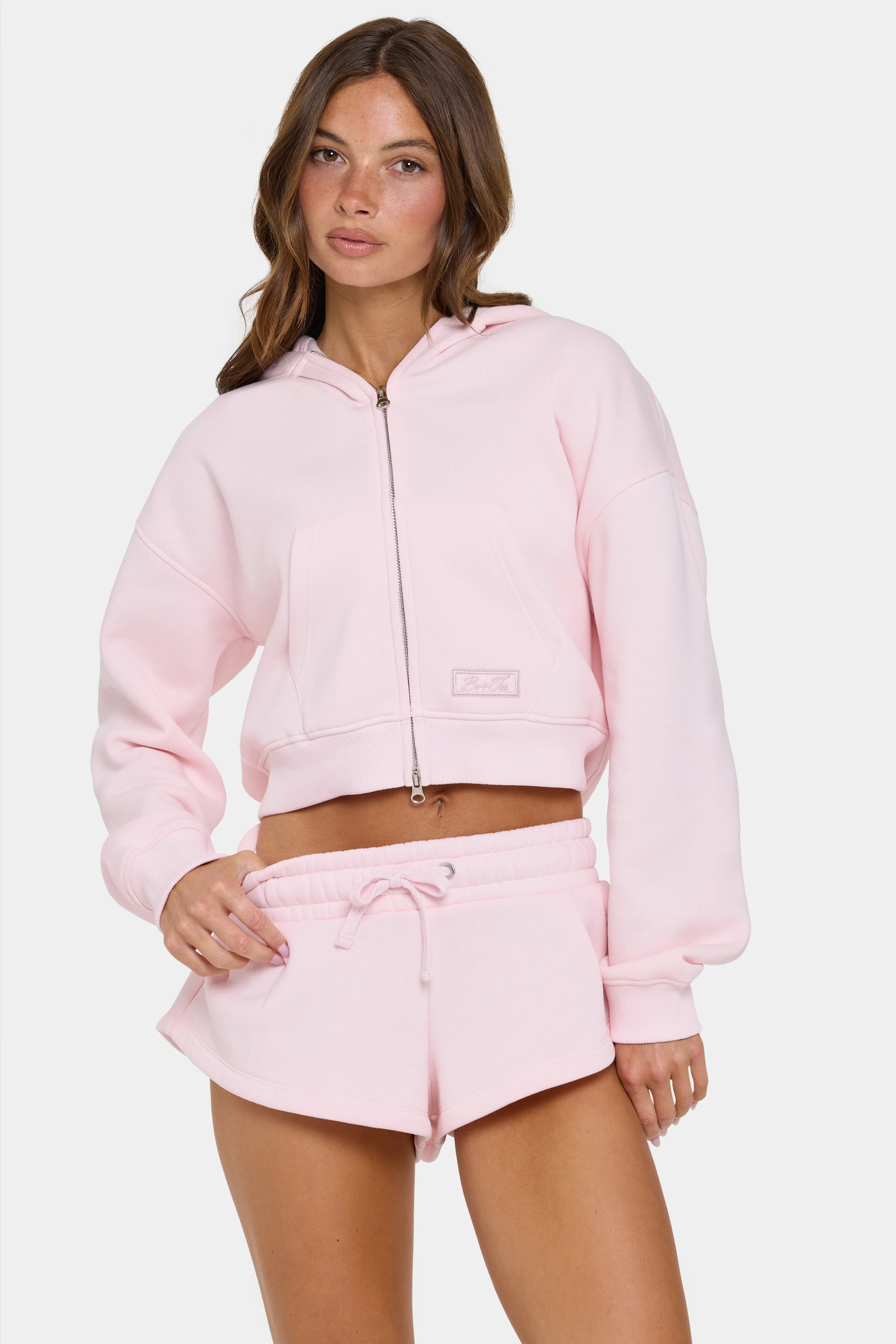 Smart Oversized Zip-Up Hoodie in Sorbet Selected