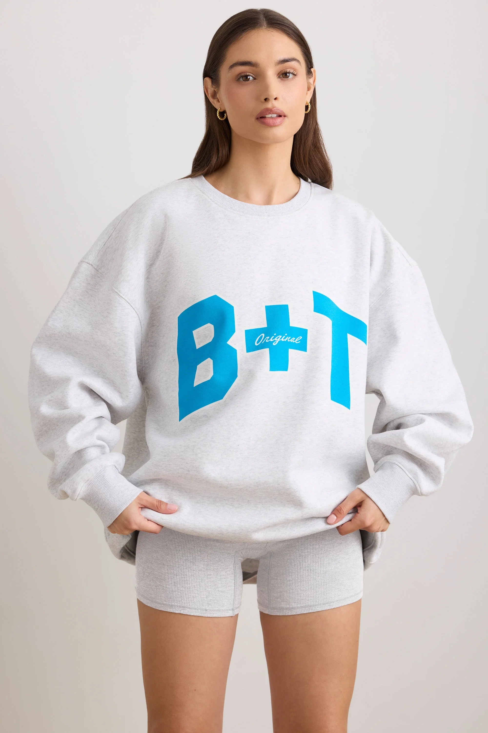 Reusable Oversized Crew Neck Sweatshirt in Grey Marl Responsible
