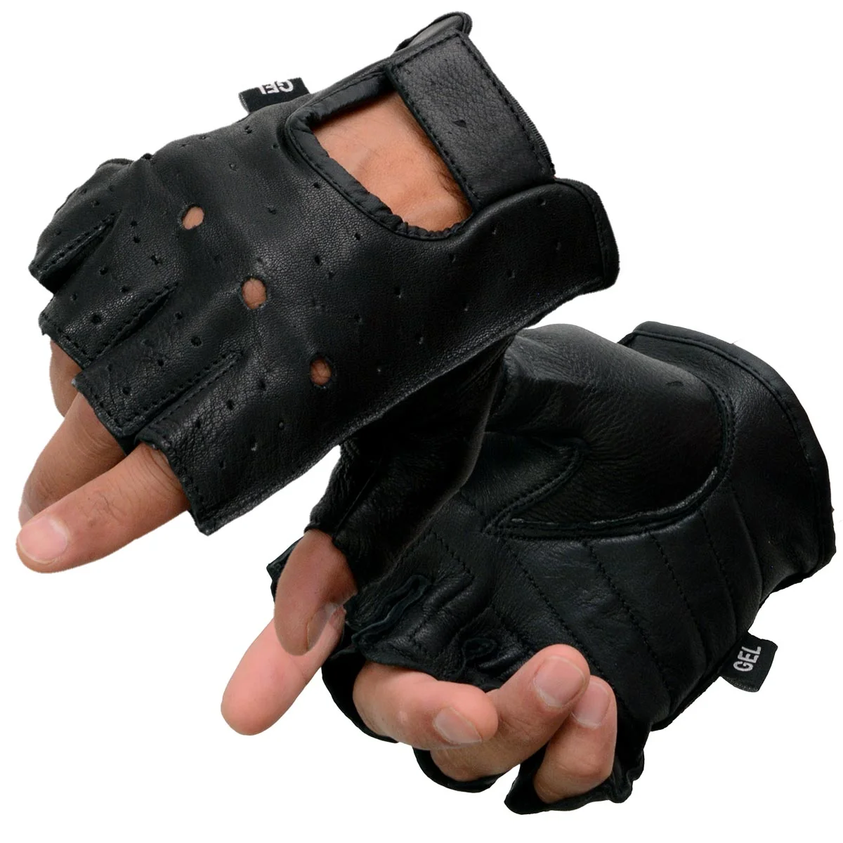 Reliable Milwaukee Leather SH851 Men’s USA Deer Skin Leather Black Gel Padded Palm Fingerless Motorcycle Riders Gloves Organic