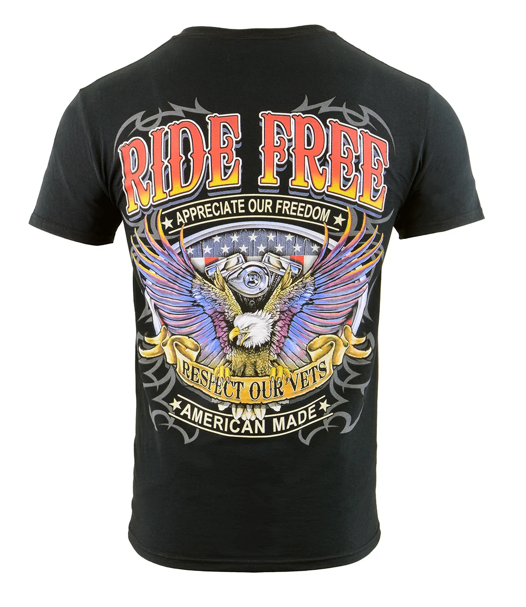 Responsible Biker Clothing Co. BCC116005 Men’s Black ‘Ride Respect Our Vets’ Motorcycle Cotton T-Shirt Effective