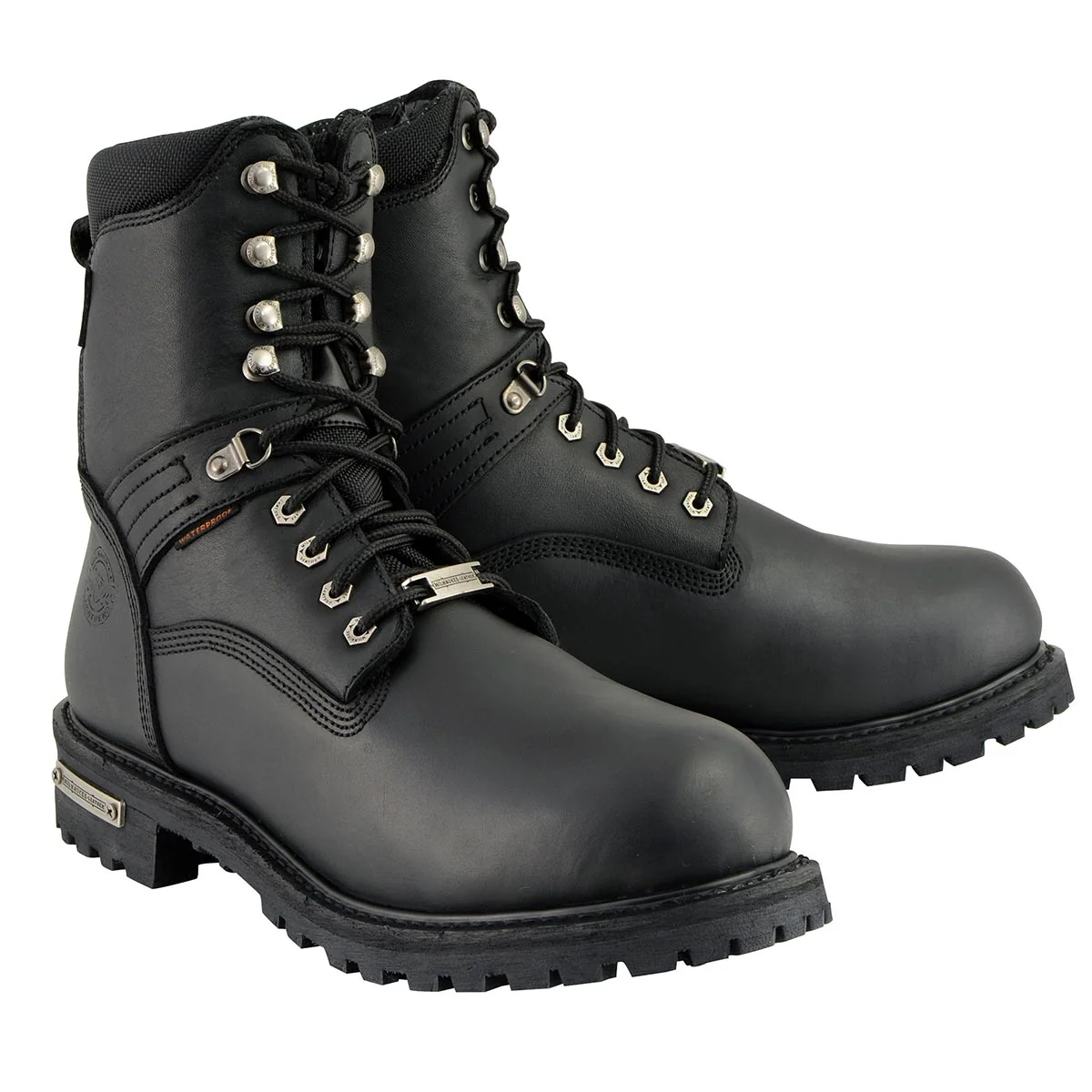Crafted Milwaukee Leather Men’s Black Wide Width 7-inch Lace to Toe Full-Waterproof Leather Boots MBM9036WP Breathable