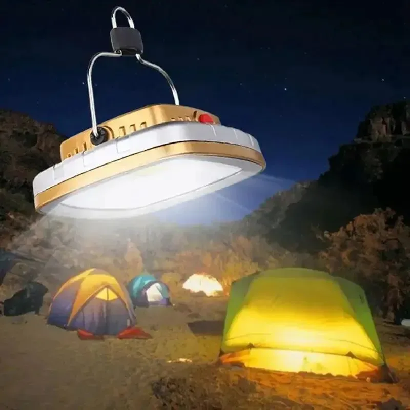 High-Quality Camping Lanterns COB Solar Tent Lamp – Portable USB Rechargeable Battery Hanging Hook Light Environmentally Friendly