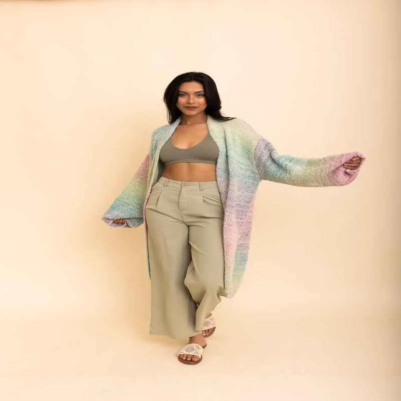 Classic Long Ombre Cardigan Trendy