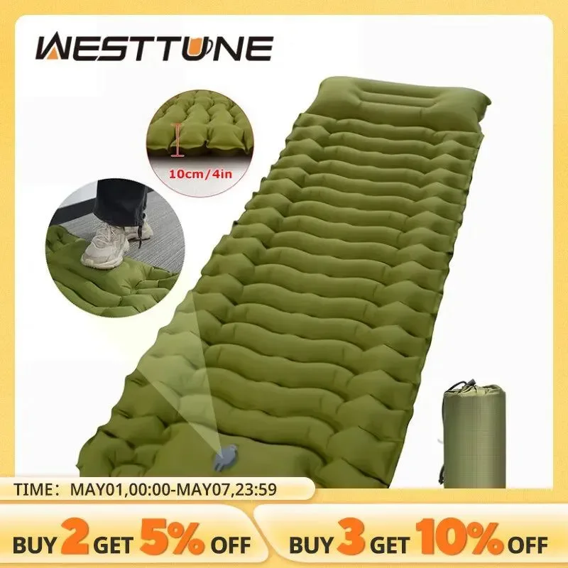 Luxury Self-Inflating Camping Mattress with Built-in Pillow Pump – Thick TPU Sleeping Pad for Hiking Travel Fine