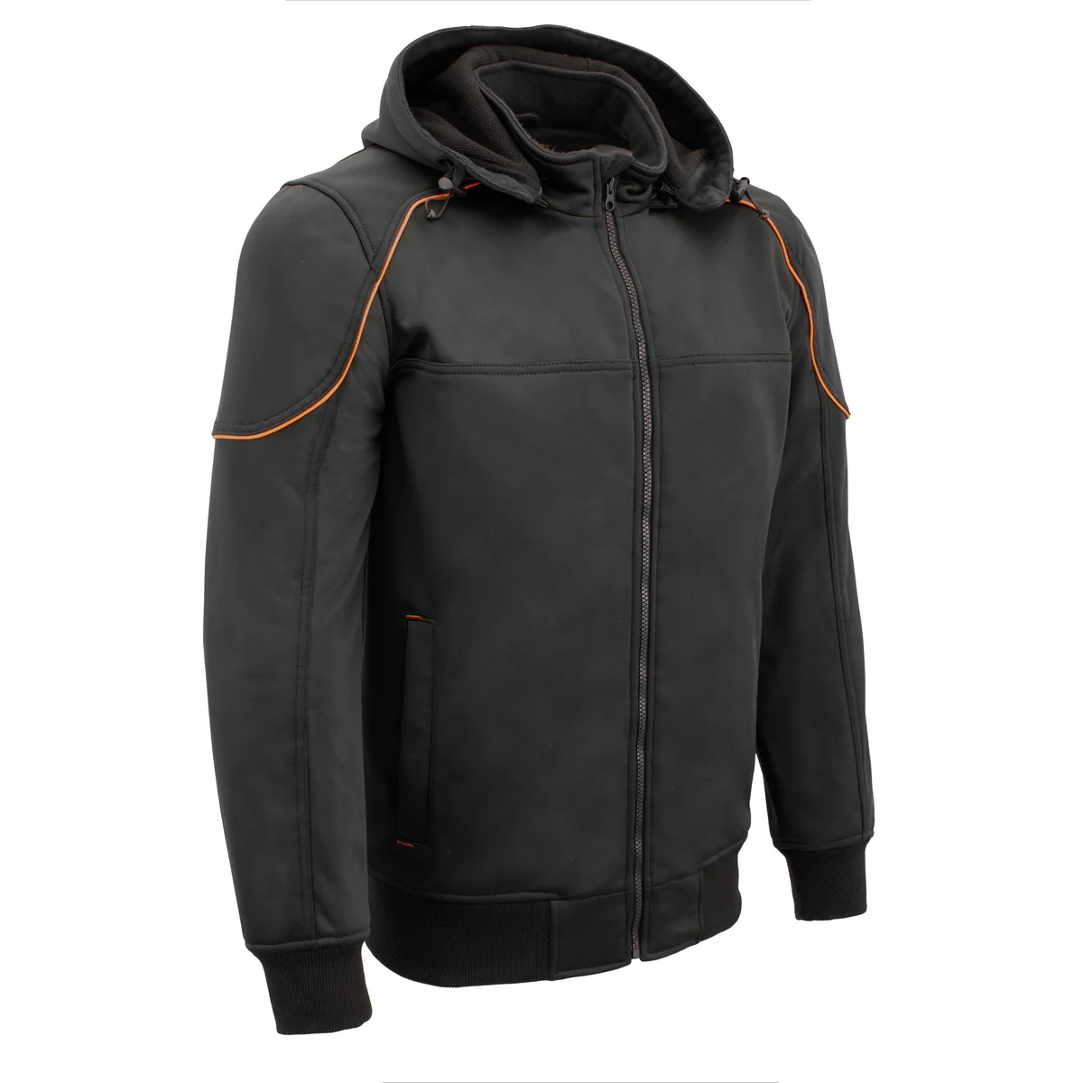 Expertly Made Milwaukee Leather MPM1764 Men’s Black Soft Shell CE Armored Motorcycle Racing Style Hoodie Jacket w Detachable Hood Trusted