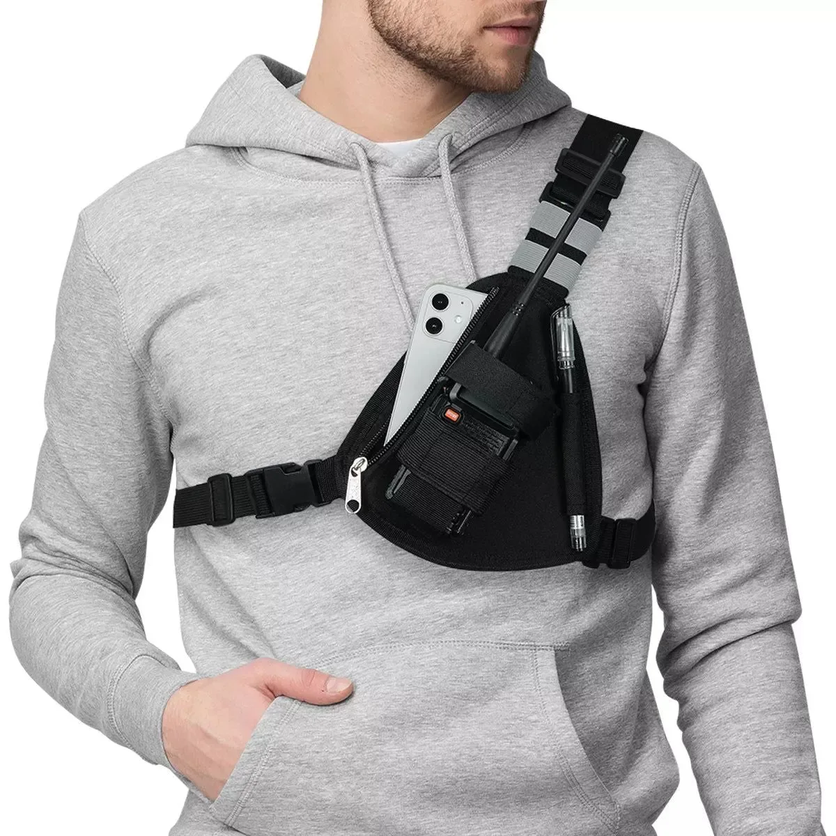 Convenient Tactical Radio Chest Harness Vest – Nylon Pack Bag for Walkie Talkies BF-888S and UV-5R Long-Lasting