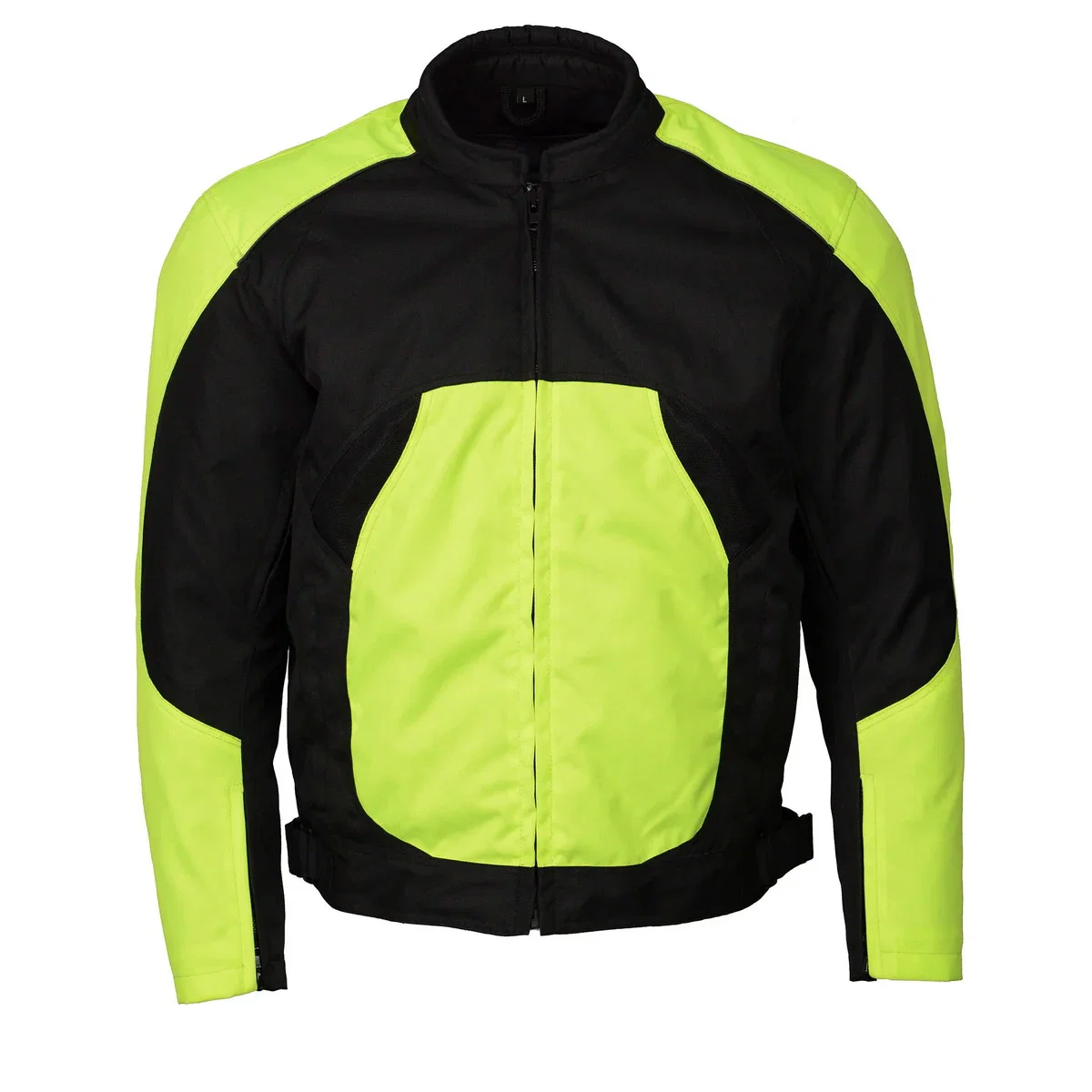 Top-Quality M Boss Motorcycle Apparel BOS11701 Men’s High-Vis Green Nylon Motorcycle Racer Riding Jacket with Mesh Panel Black Efficient