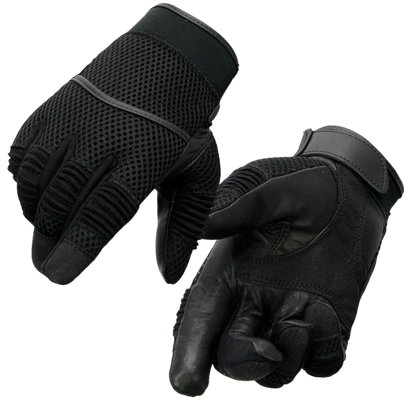 Carefully Designed Milwaukee Leather SH791 Men’s Black Leather and Black Mesh Combo Racing Motorcycle Hand Gloves W Elasticized Fingers Optimized