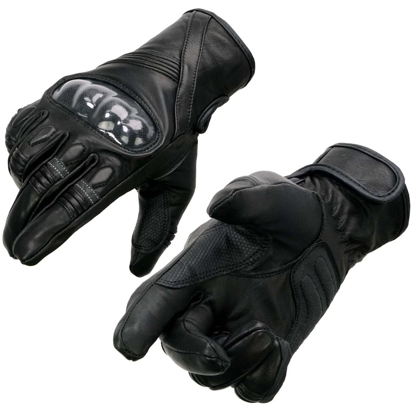 Comfortable Milwaukee Leather MG7540 Men’s Black Leather Protective Knuckle Racer Motorcycle Gloves W Elasticized Reflective Fingers Refined