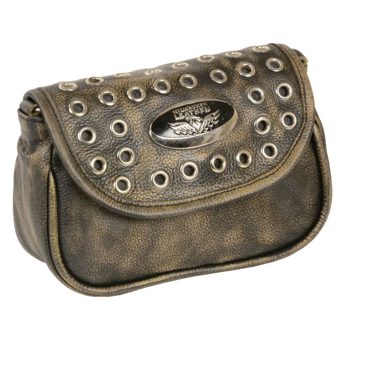 Lightweight Milwaukee Leather MP8830 Ladies Distress Brown Leather Chain Strap Shoulder Bag High-Quality