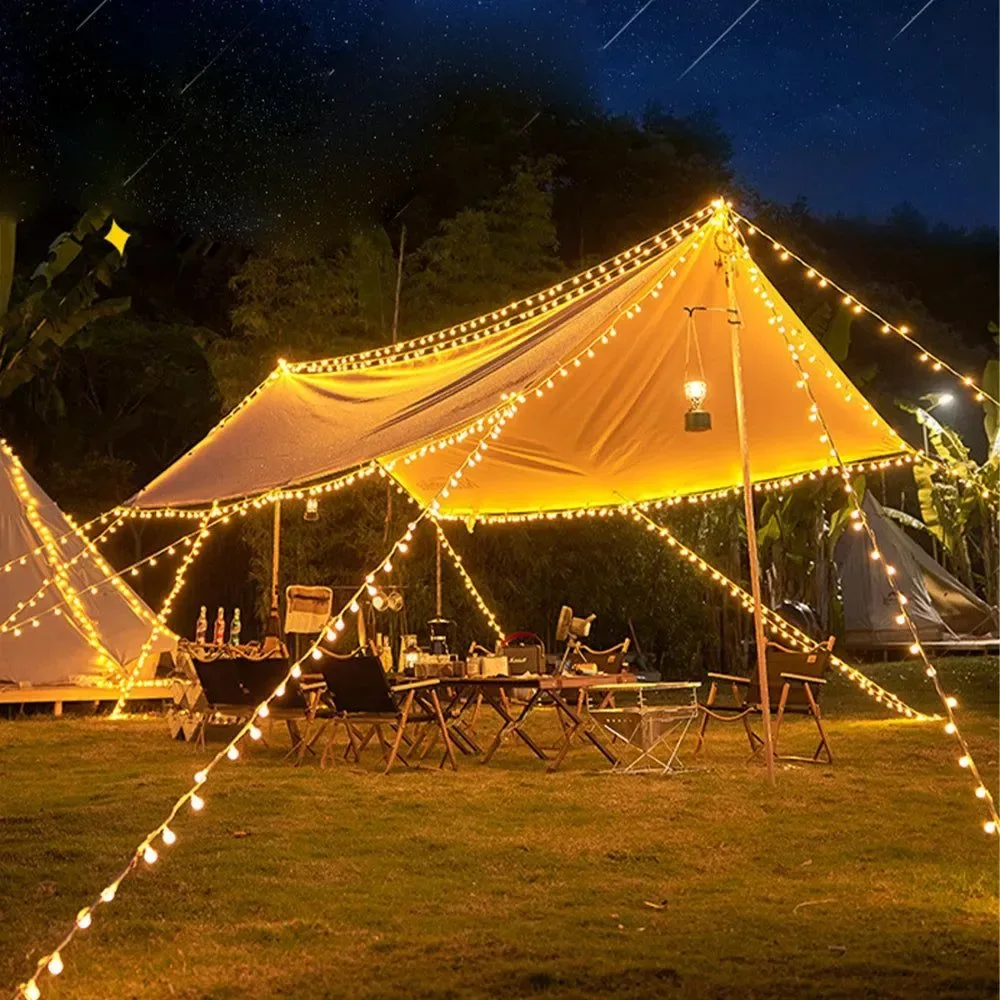 Powerful USB Powered Waterproof Crystal Globe String Lights Outdoor Camping Lamp for Tents and Patios Secure