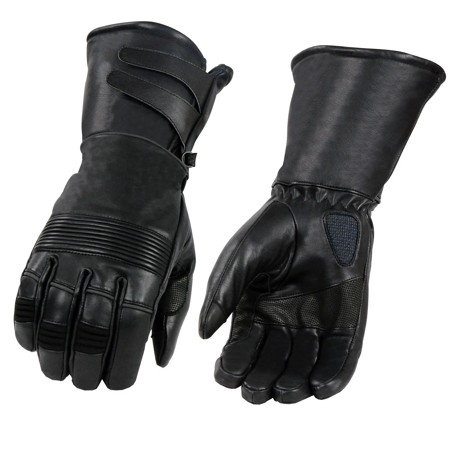 Enhanced Milwaukee Leather MG7550 Men’s Black Cowhide Leather Gauntlet Motorcycle Hand Gloves w X-Long Cuff i-Touch Screen Waterproof Minimalist