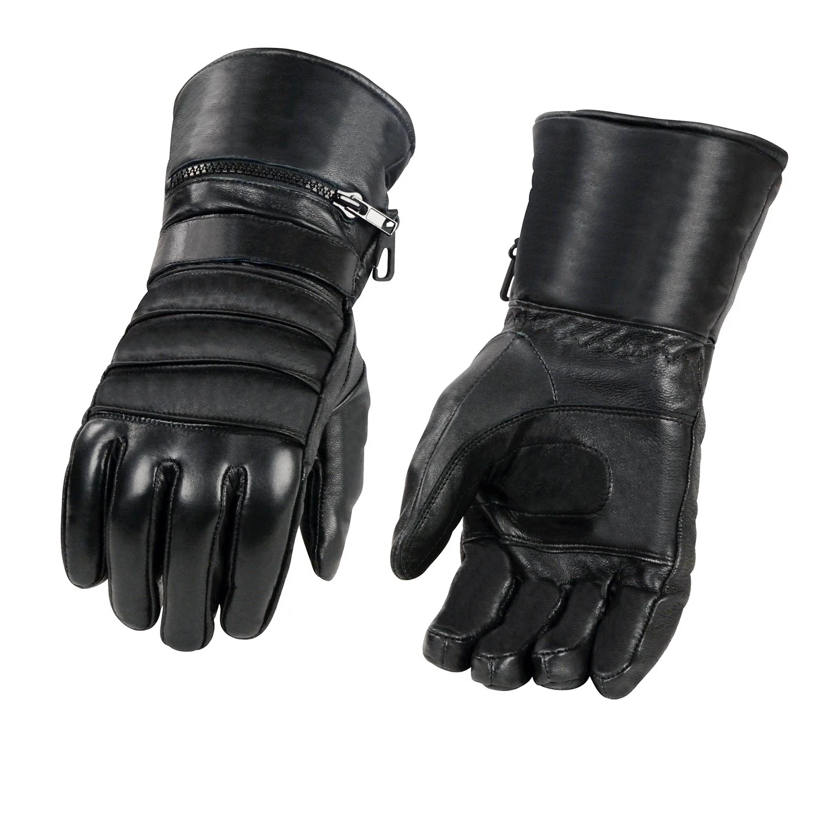 High-Performance Milwaukee Leather SH232 Men’s Black Leather Warm Lining Gauntlet Motorcycle Hand Gloves W Rain Mitten and Adjustable Strap Unique