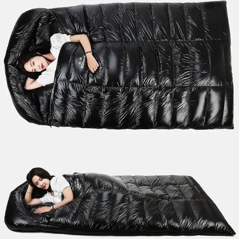 Refined 2-Person White Goose Down Winter Sleeping Bag - Outdoor Camping Envelope Style 220x130CM Original