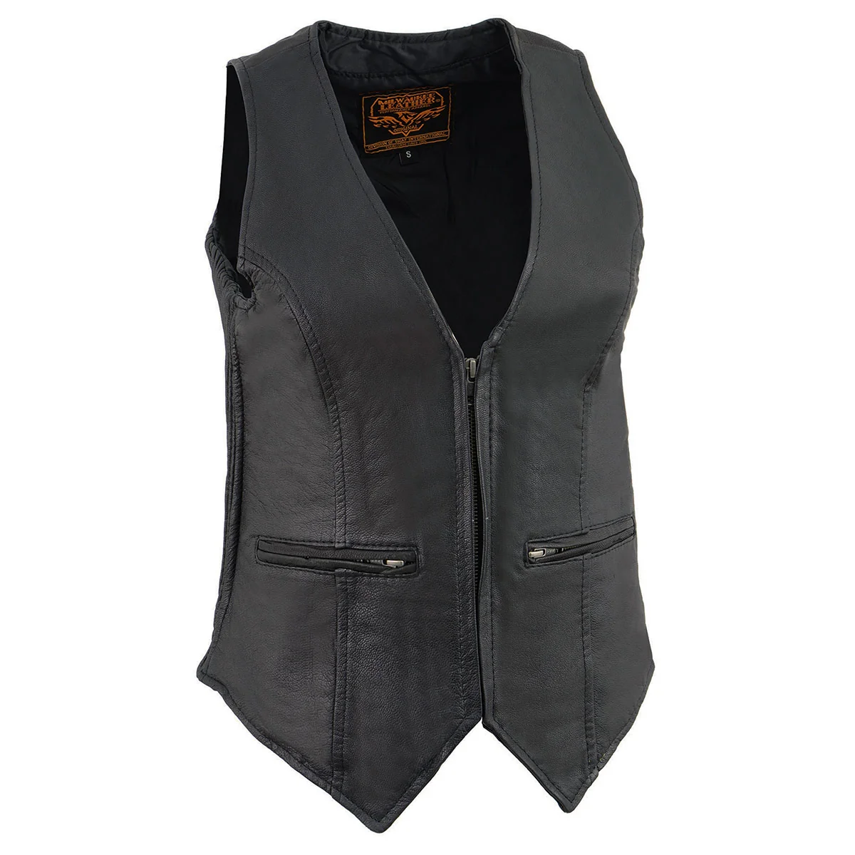 Outstanding Milwaukee Leather MLL4555 Women’s Black Premium Leather Zipper Closure Motorcycle Rider Vest w Stretch Side Panel Innovative